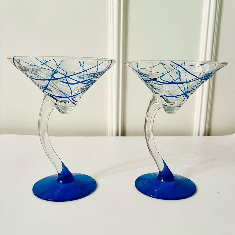 2 Swerve splatter paint martini glasses